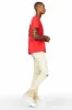 Wizzurd Red T-Shirt & Josiah Beige Super Stacked Flare Jean Bundle sold by Rockstar Original