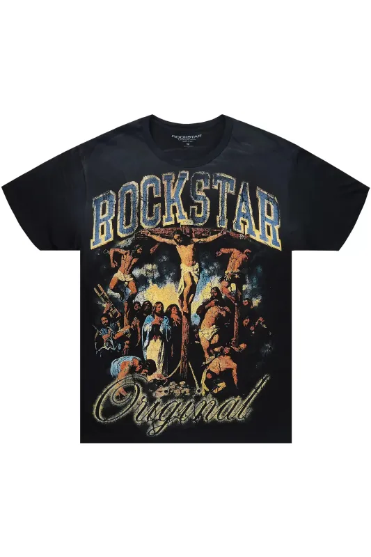 Waller Black Oversized Graphic T-Shirt sold by Rockstar Original