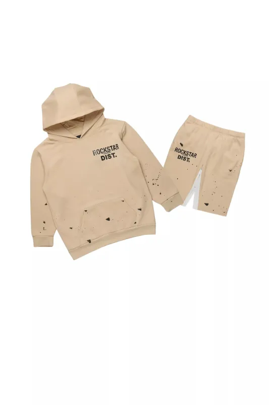 Boys Raffer Beige/Black Hoodie Short Set sold by Rockstar Original