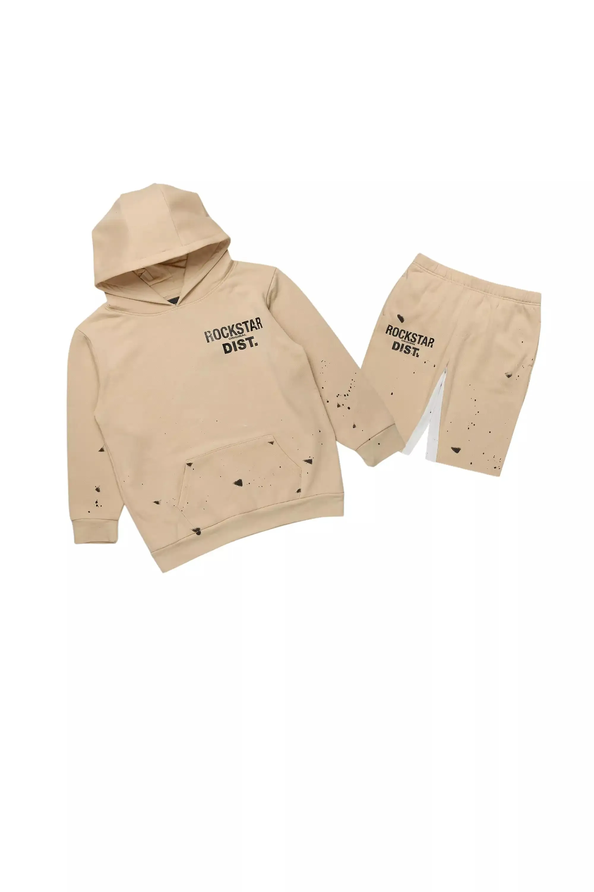 Boys Raffer Beige/Black Hoodie Short Set sold by Rockstar Original