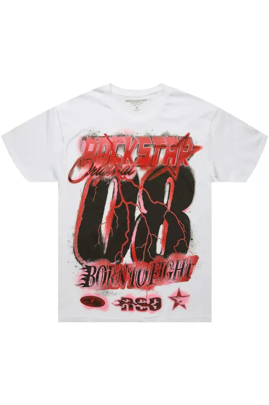 Vaelox White/Red Oversized Graphic T-Shirt sold by Rockstar Original
