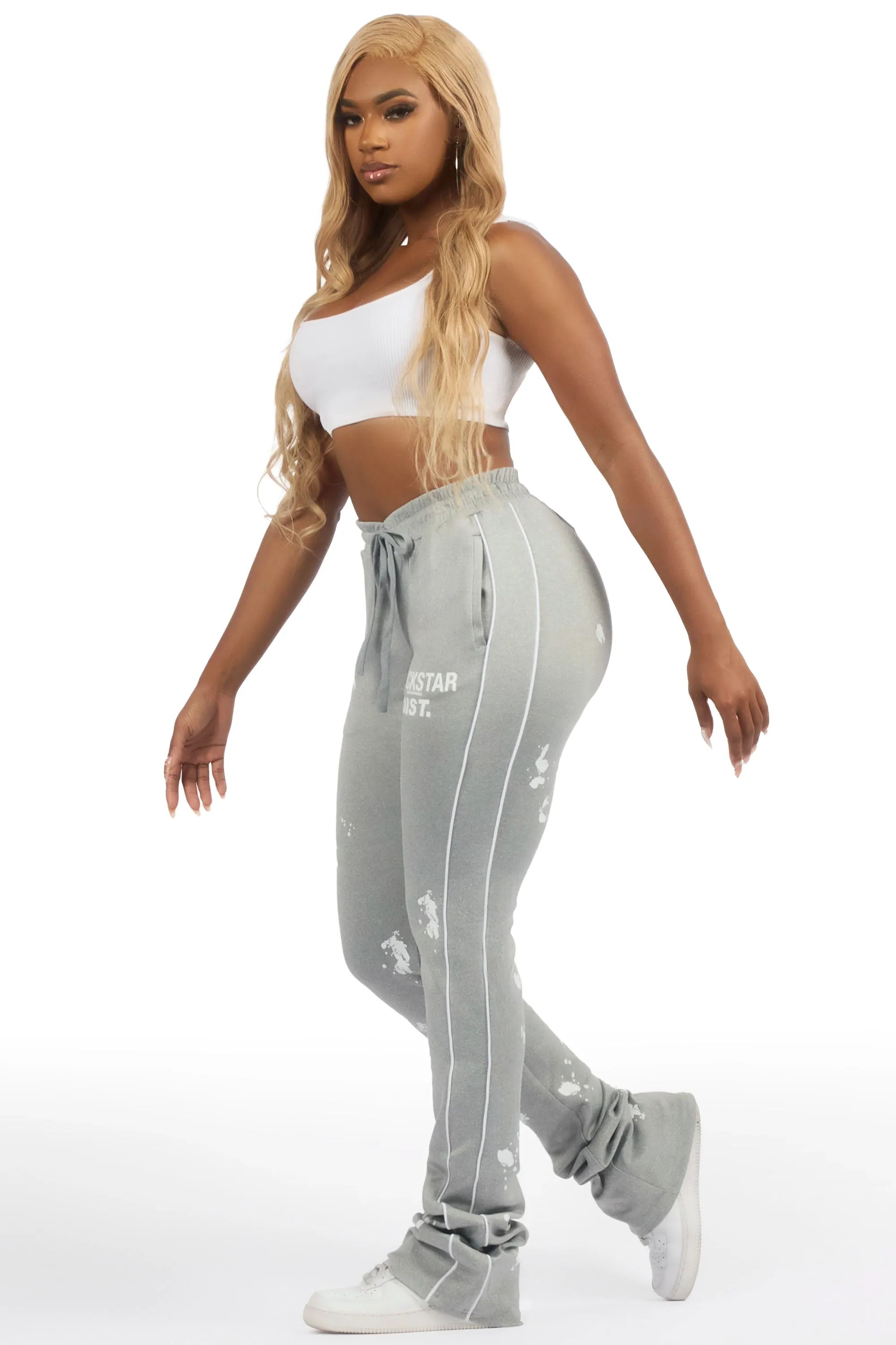 Selah Heather Grey Stacked Track Pant sold by Rockstar Original product image thumbnail 4
