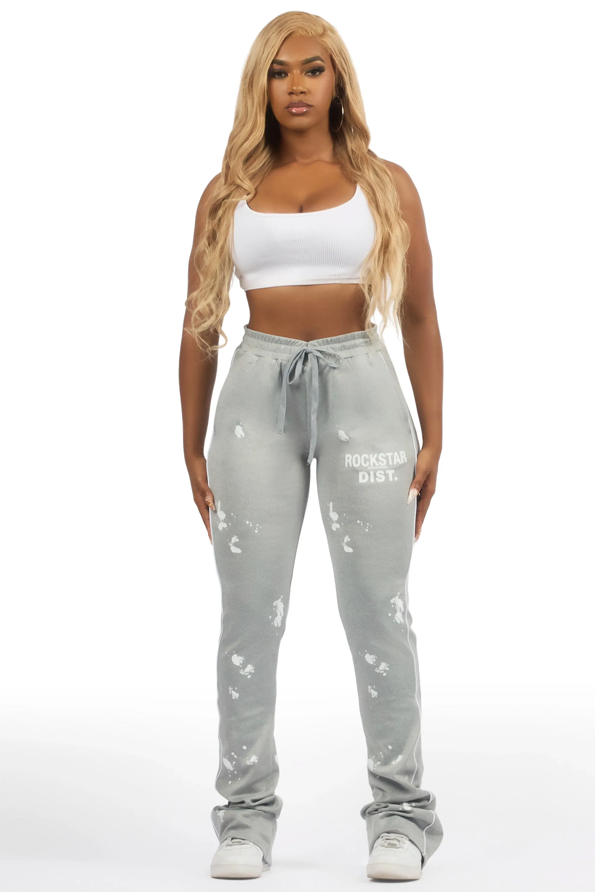 Selah Heather Grey Stacked Track Pant sold by Rockstar Original product image thumbnail 2
