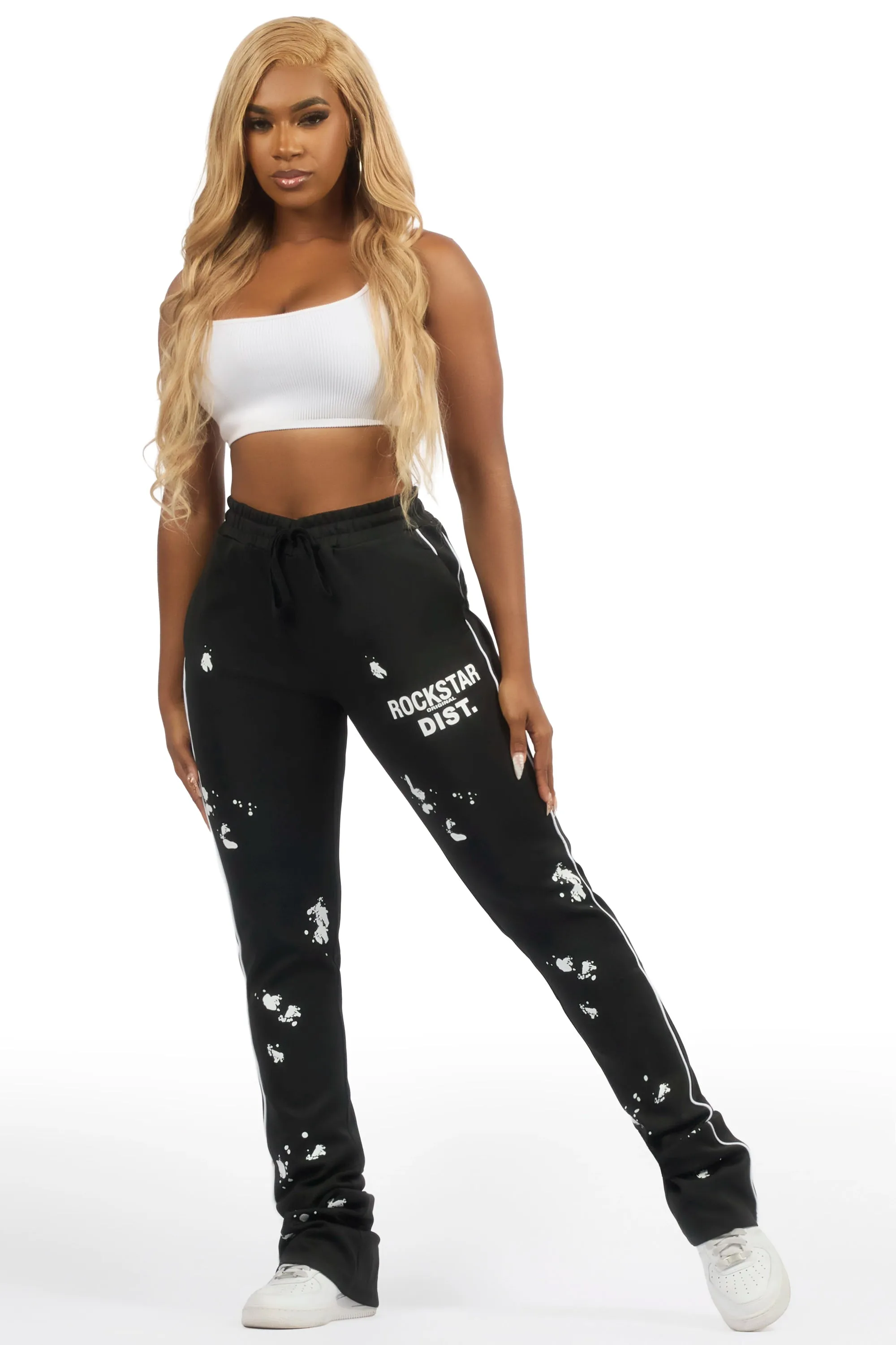 Selah Black Stacked Track Pant sold by Rockstar Original product image thumbnail 4