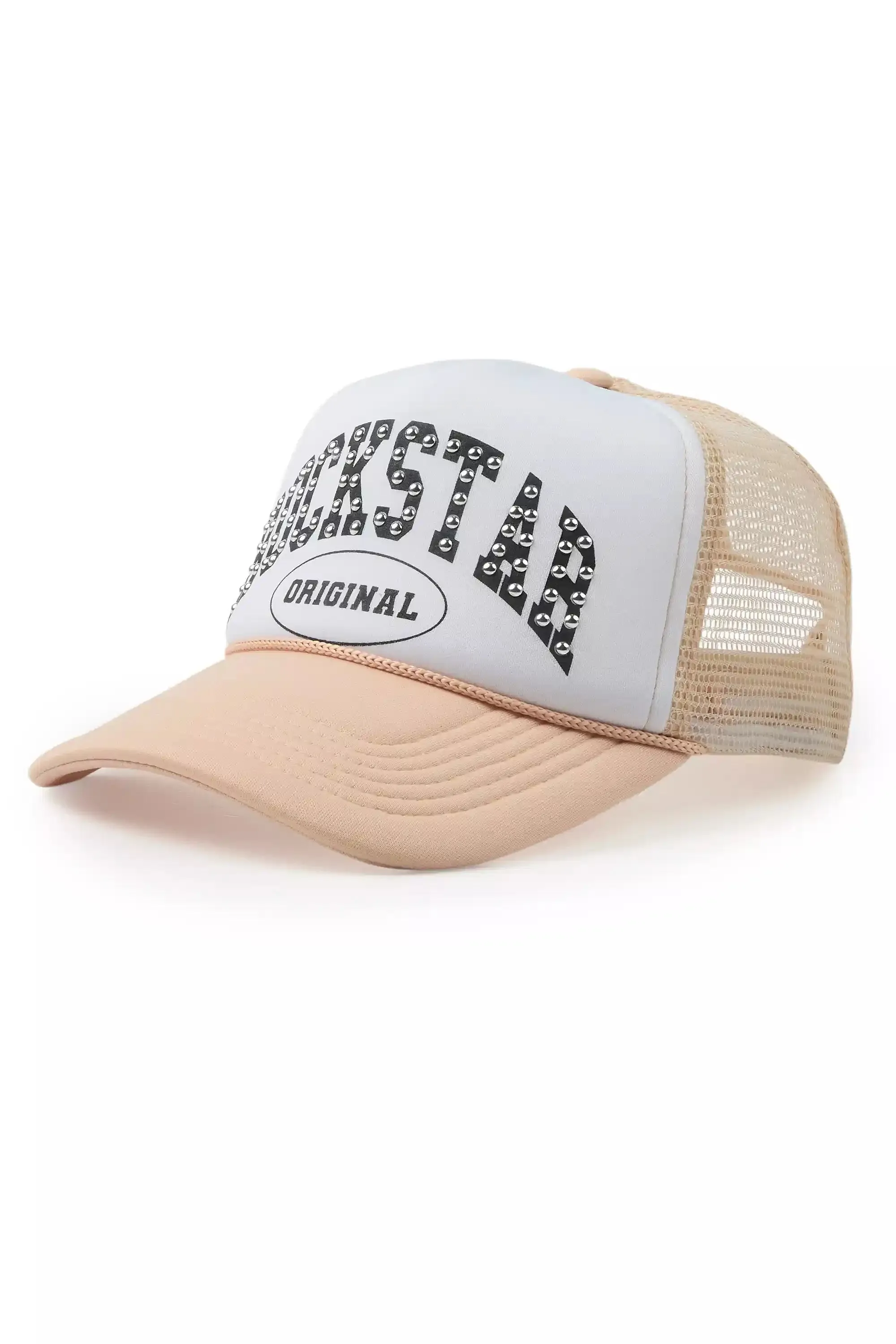 Danil White/Khaki Rhinestone Graphic Trucker Hat sold by Rockstar Original product image thumbnail 2