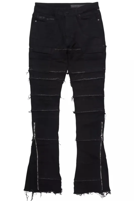 Horado Jet Black Stacked Flare Jean sold by Rockstar Original