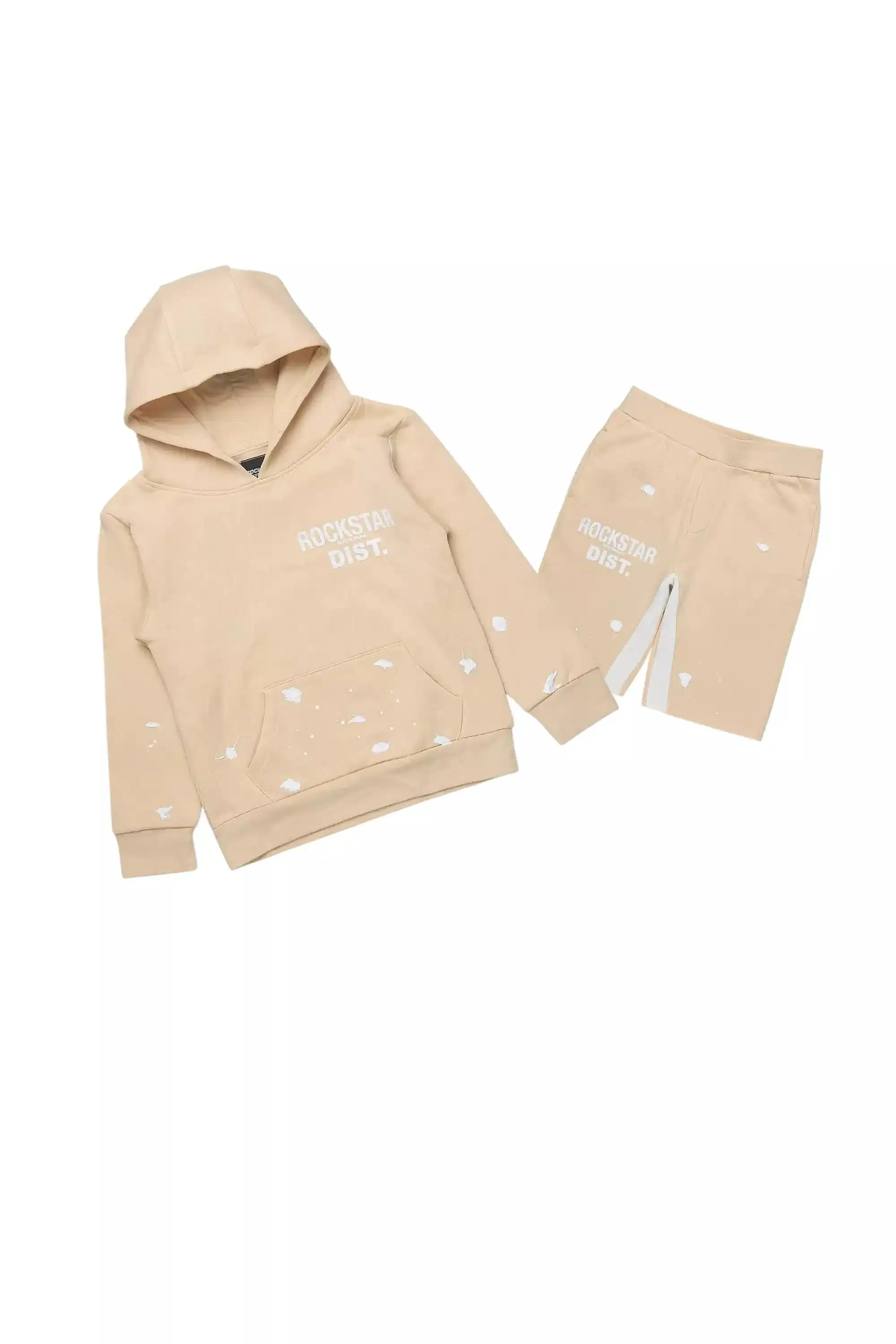 Boys Raffer Beige Hoodie Short Set sold by Rockstar Original