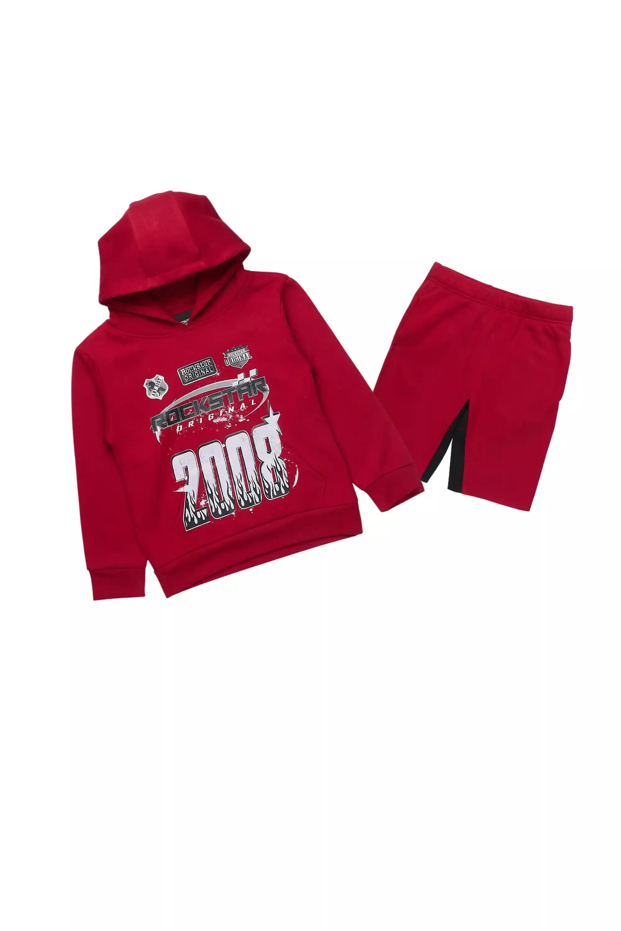 Boys Amos Burgundy Hoodie Short Set sold by Rockstar Original