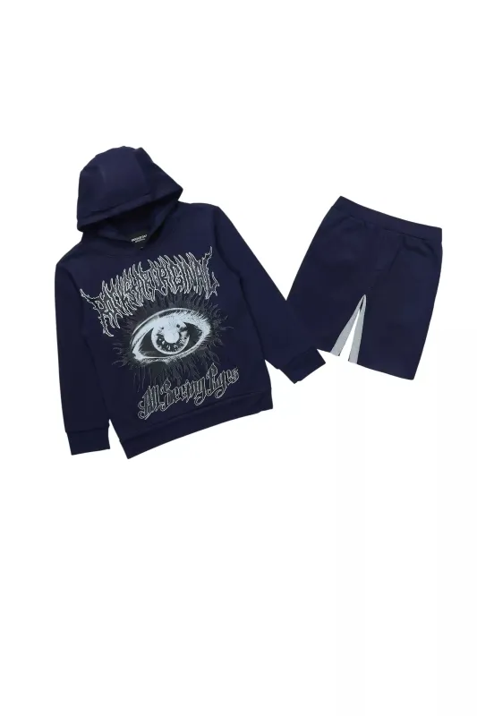 Boys All Seeing Eyes Navy Hoodie Short Set sold by Rockstar Original