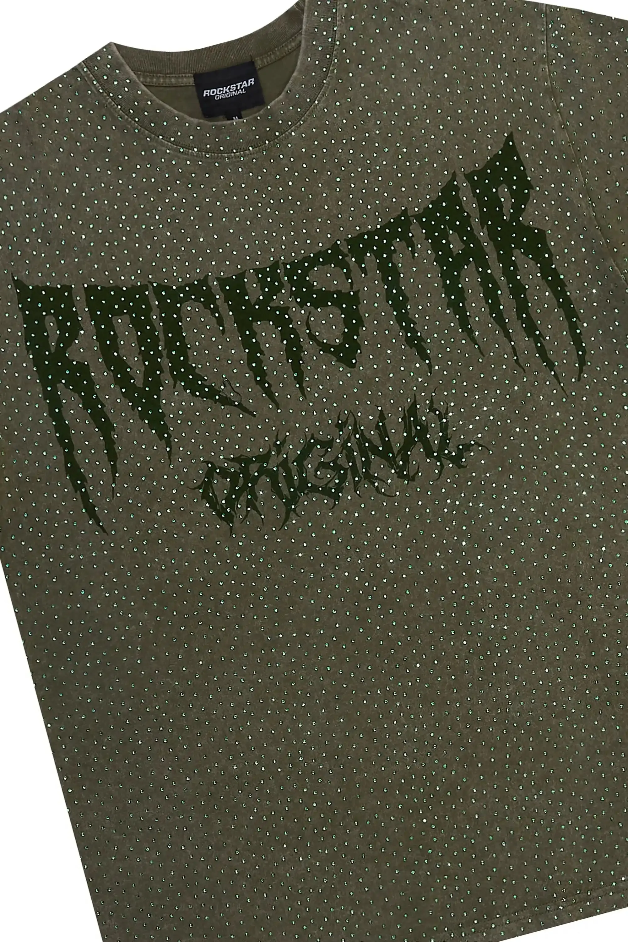 Andreas Olive Rhinestone T-Shirt sold by Rockstar Original product image thumbnail 2