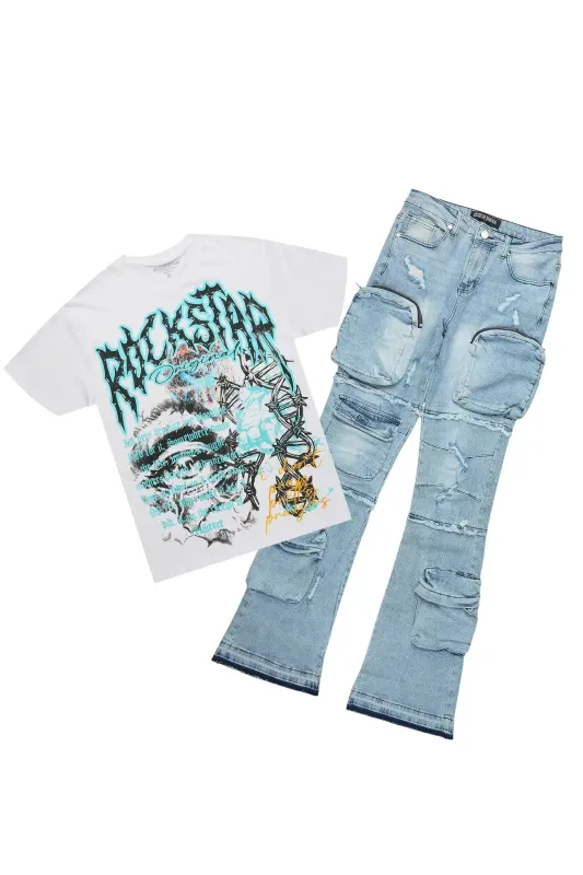 Terrina White Tee & Toniesha Light Wash Jean Set sold by Rockstar Original