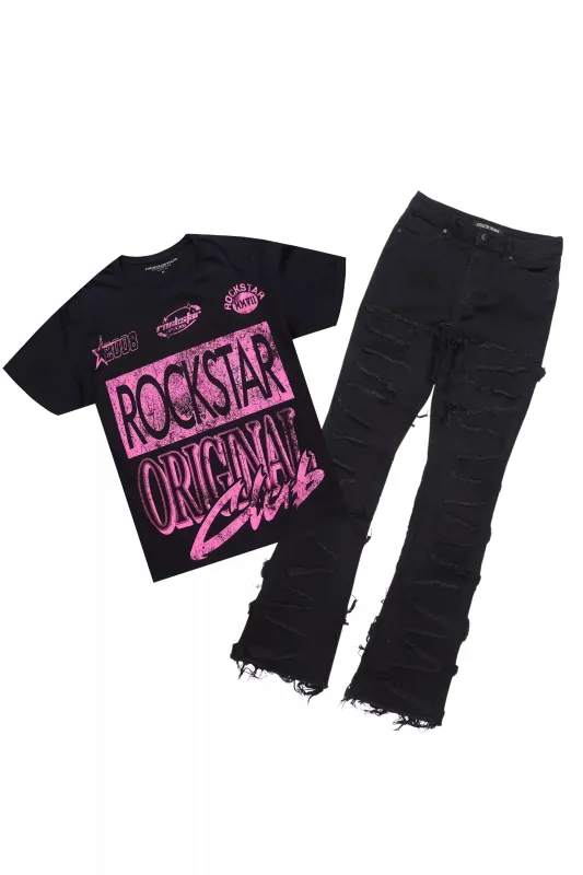 Tiffiany Black Tee & Zariyah Black Jean Set sold by Rockstar Original