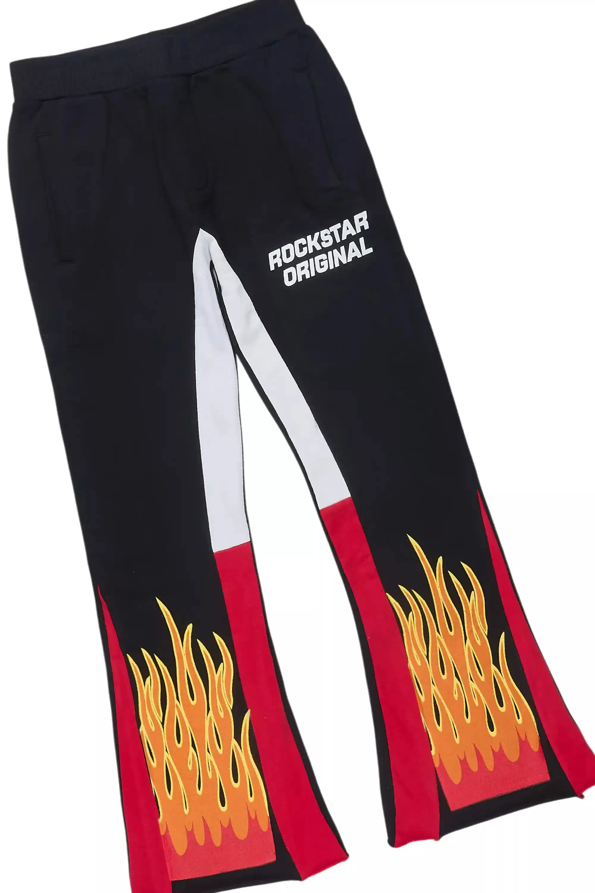 Boys Roeland Black/Red Stacked Flare Pant Set sold by Rockstar Original product image thumbnail 3