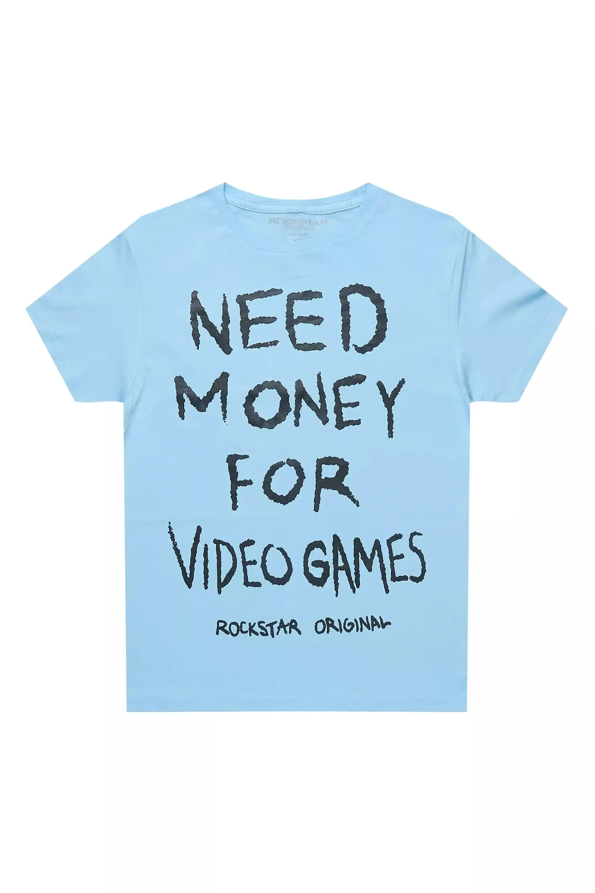 Boys M4 Video Games Sky Blue/Black Graphic T-Shirt sold by Rockstar Original