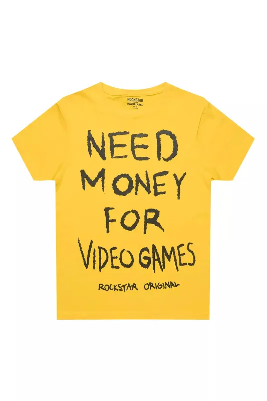Boys M4 Video Games Yellow/Black Graphic T-Shirt sold by Rockstar Original