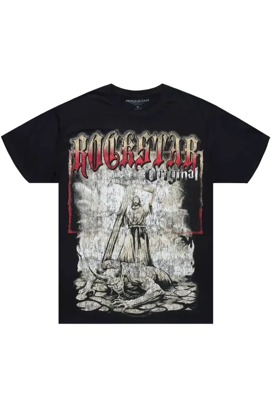 Renzo Black/Red Oversized Graphic T-Shirt sold by Rockstar Original