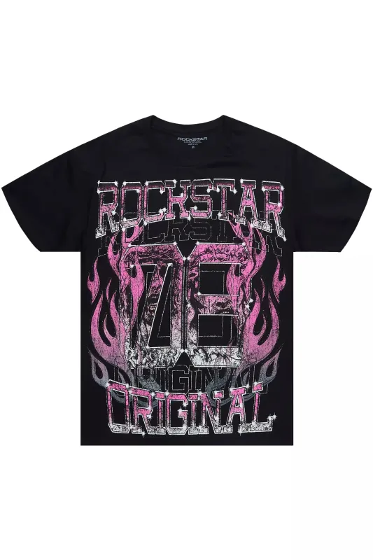 Keria Black/Pink Graphic Short Sleeve Tee sold by Rockstar Original