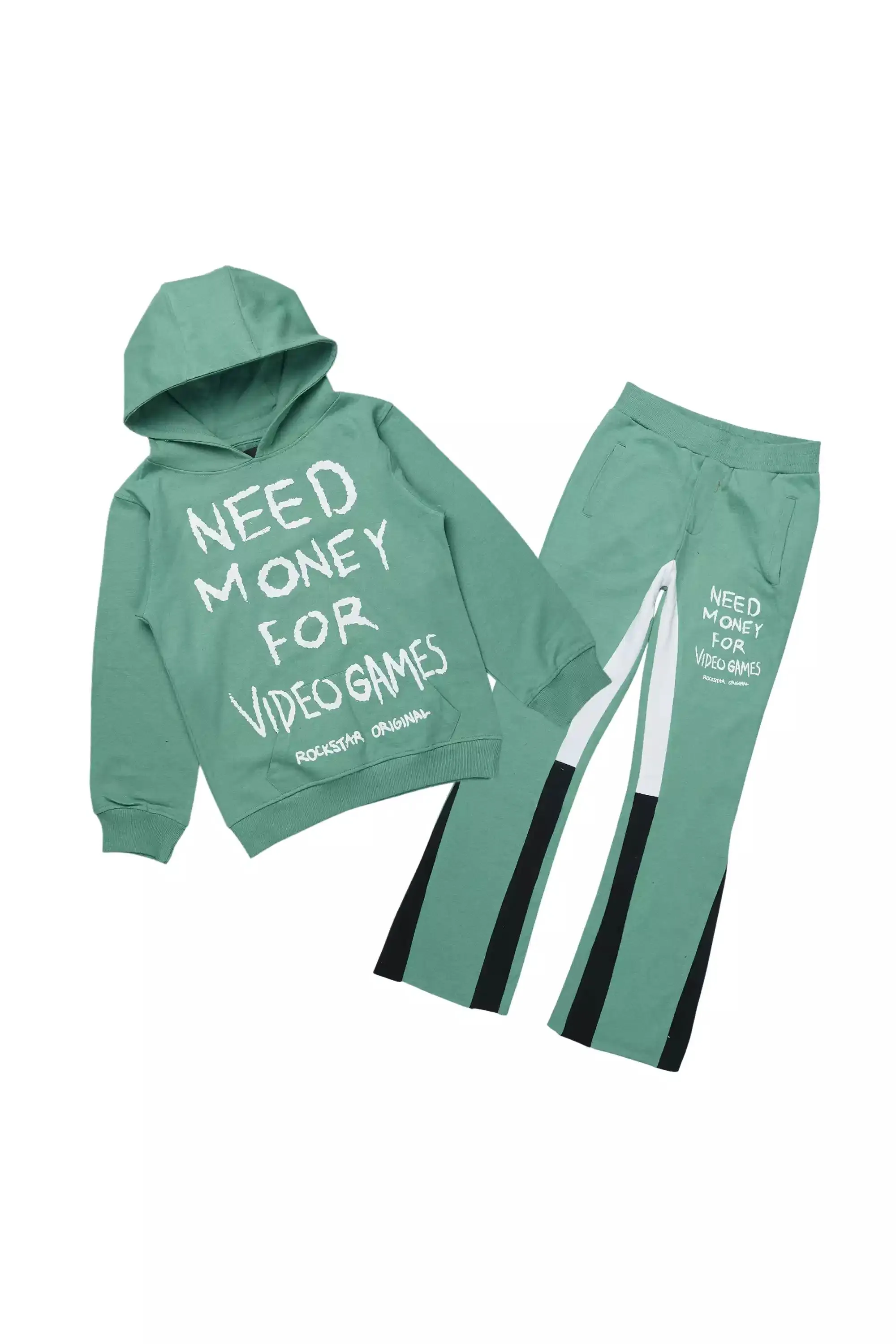 Boys M4 Video Games Sage/White Stacked Flare Track Set sold by Rockstar Original