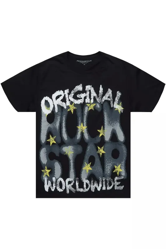 Xaerys Black Oversized Graphic T-Shirt made by Rockstar Original