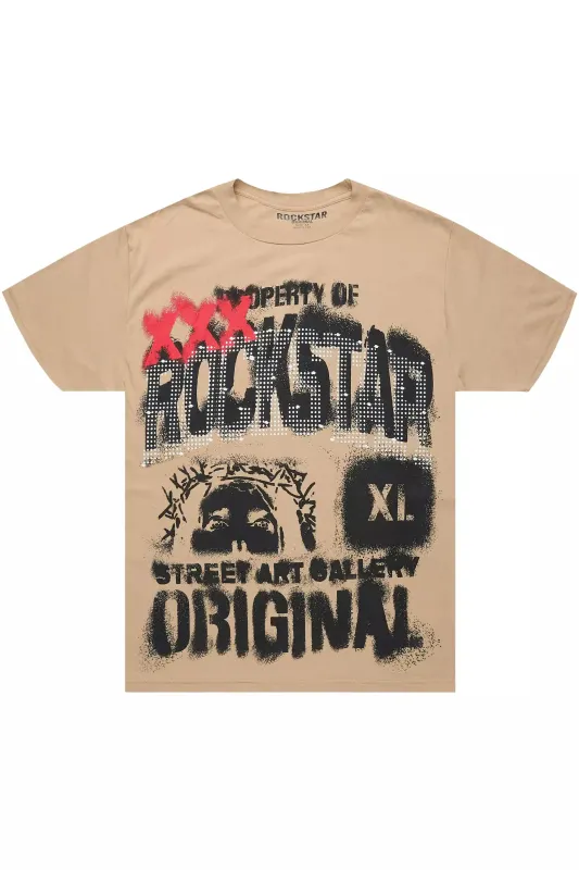 Kyo Beige/Black Oversized Graphic T-Shirt sold by Rockstar Original