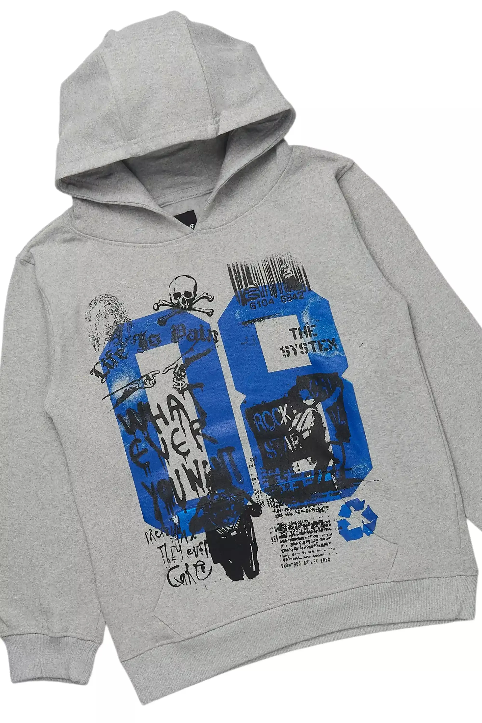Boys Beau Grey/Blue Hoodie Stacked Flare Track Set sold by Rockstar Original product image thumbnail 2