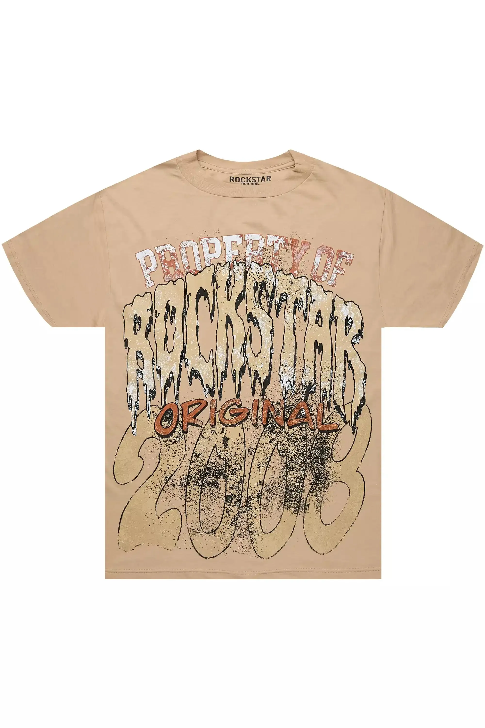 Raezion Beige/Brown Oversized Graphic T-Shirt sold by Rockstar Original