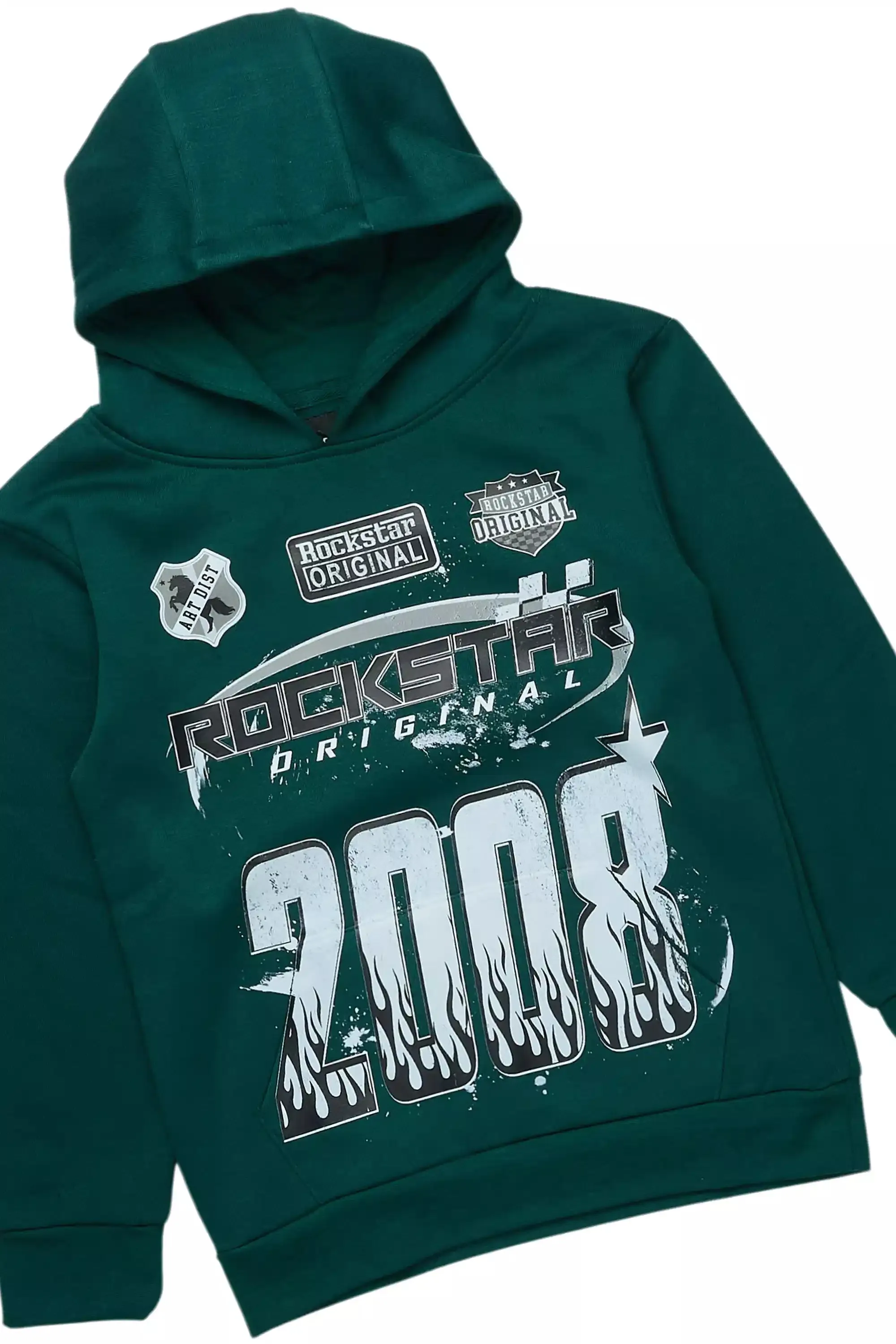 Boys Amos Dark Green Hoodie Short Set sold by Rockstar Original product image thumbnail 2