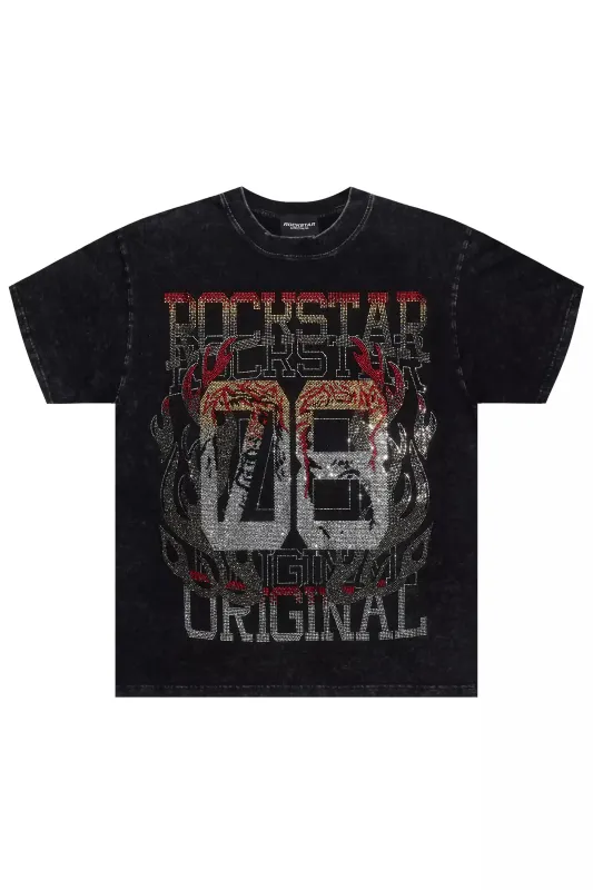 Veyene Black Graphic Rhinestone T-Shirt sold by Rockstar Original