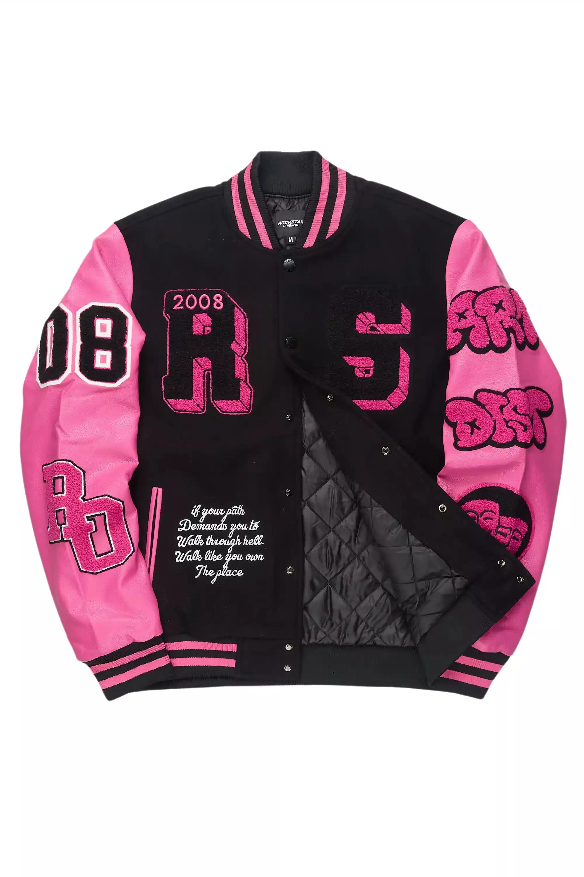 Leslaw Pink/Black Varsity Jacket sold by Rockstar Original product image thumbnail 2