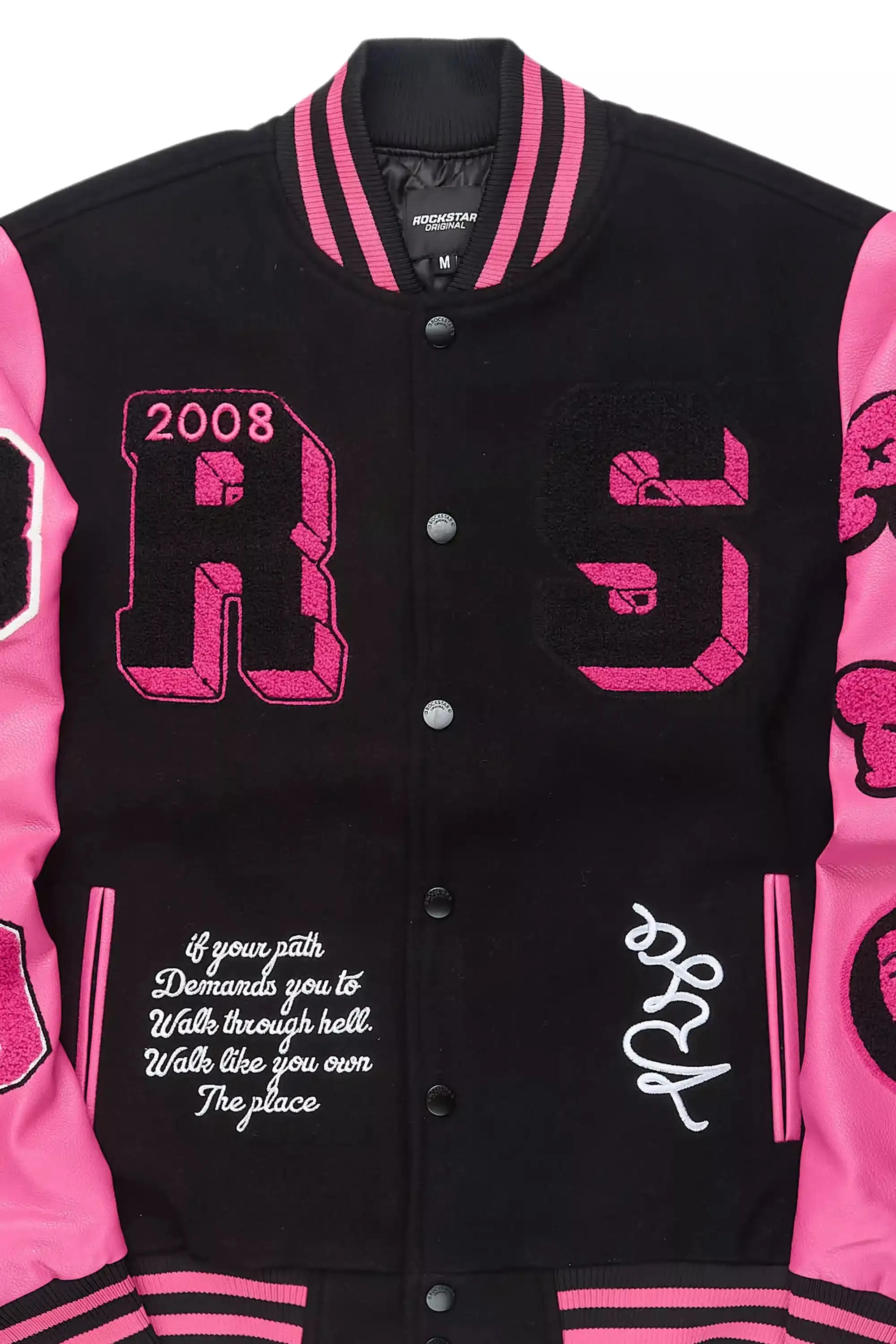 Leslaw Pink/Black Varsity Jacket sold by Rockstar Original product image thumbnail 3
