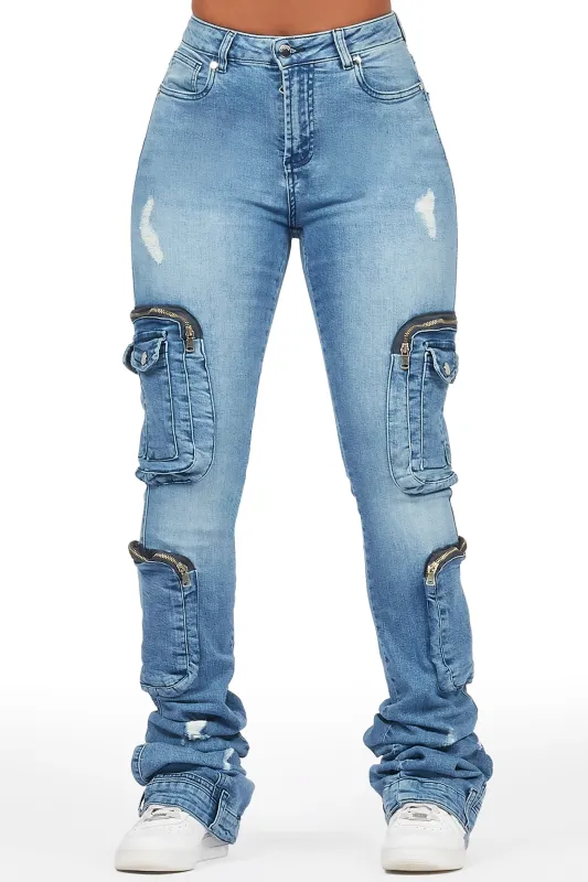 Alisson Med Wash Cargo Super Stacked Jean sold by Rockstar Original