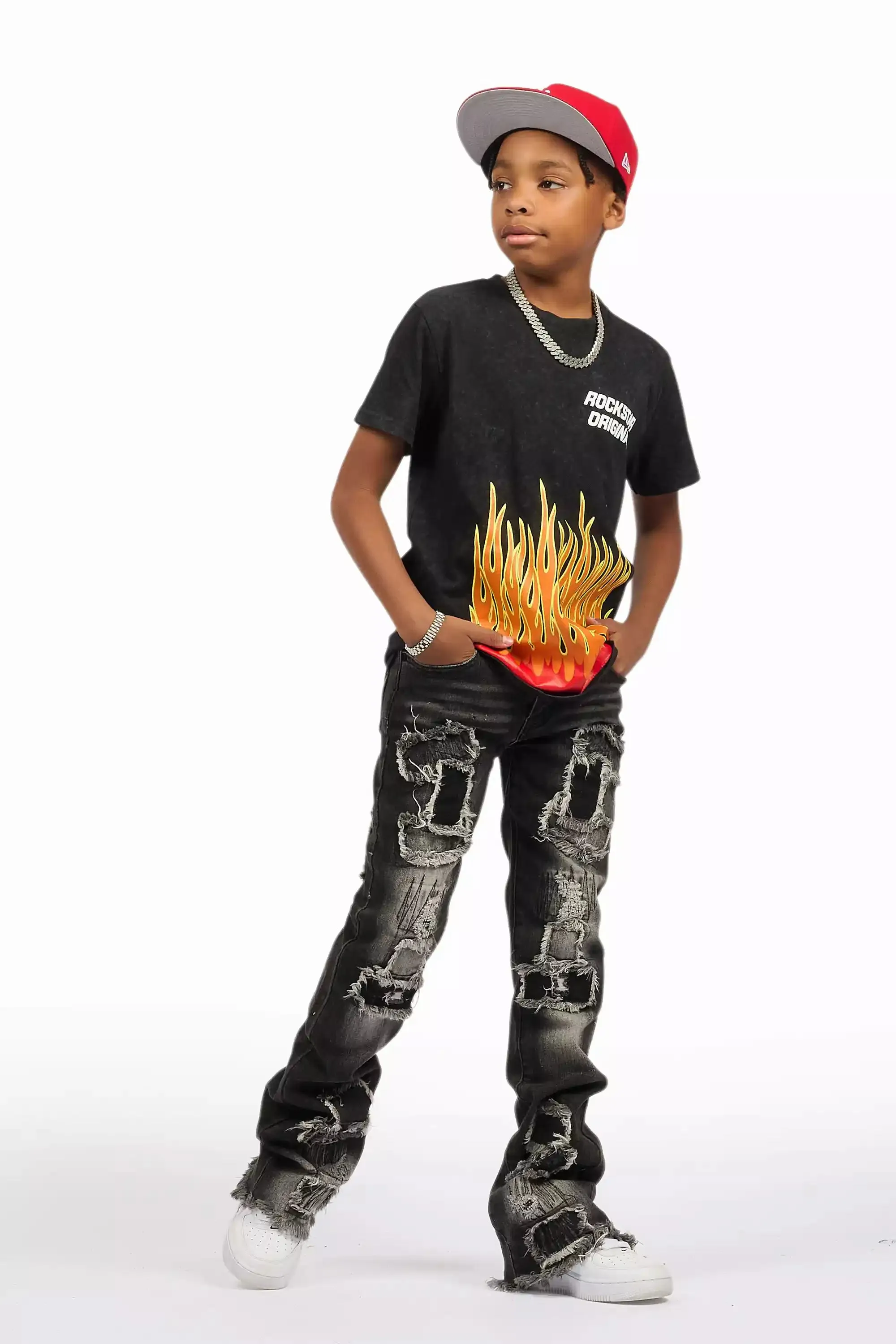 Boys Roeland Black/Red Graphic T-Shirt sold by Rockstar Original product image thumbnail 5