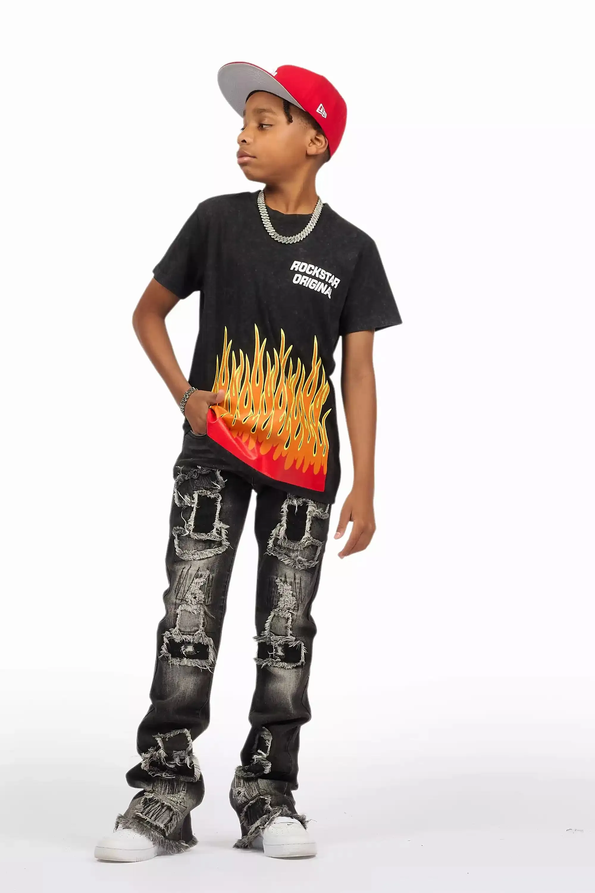 Boys Roeland Black/Red Graphic T-Shirt sold by Rockstar Original product image thumbnail 2