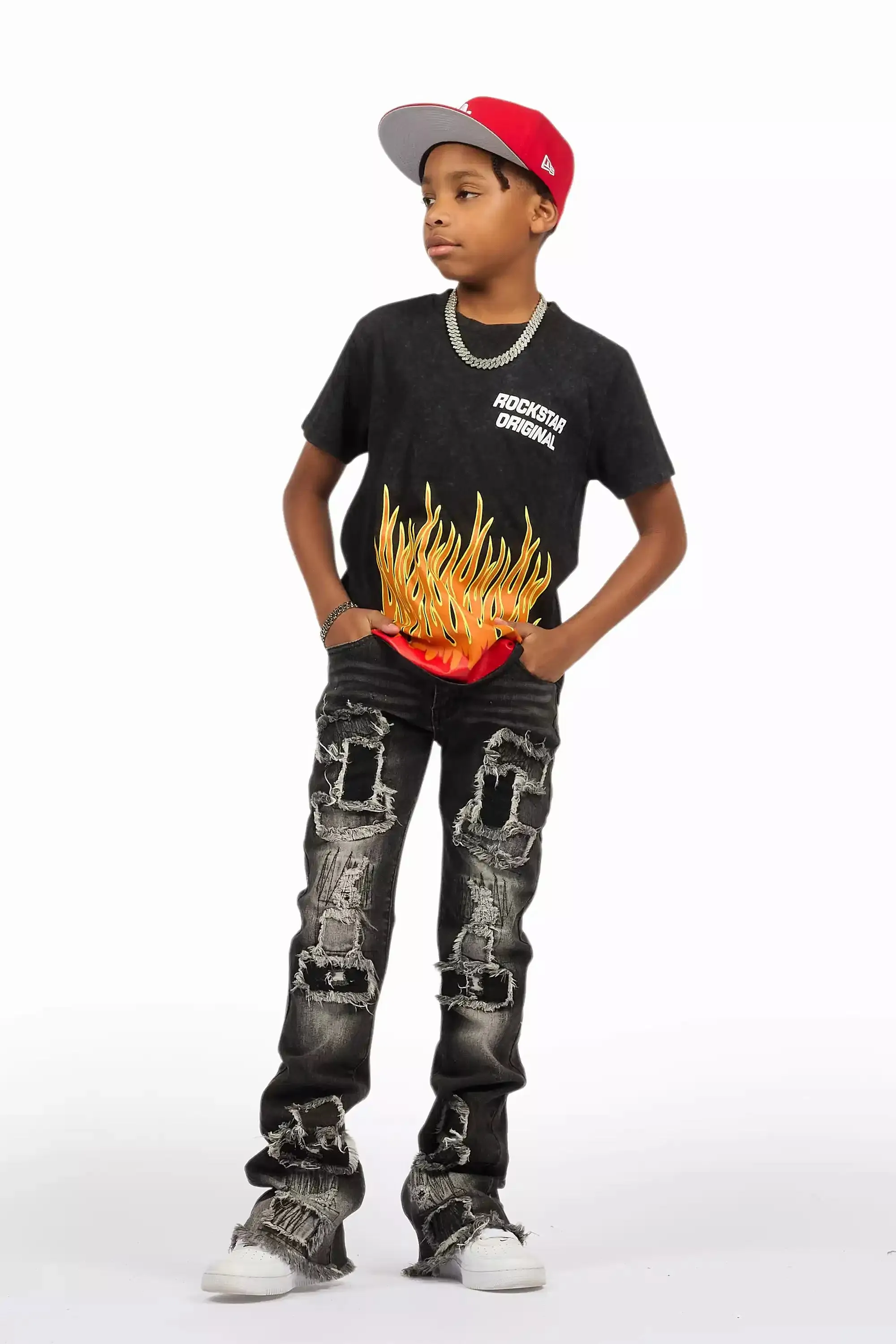 Boys Roeland Black/Red Graphic T-Shirt sold by Rockstar Original product image thumbnail 4
