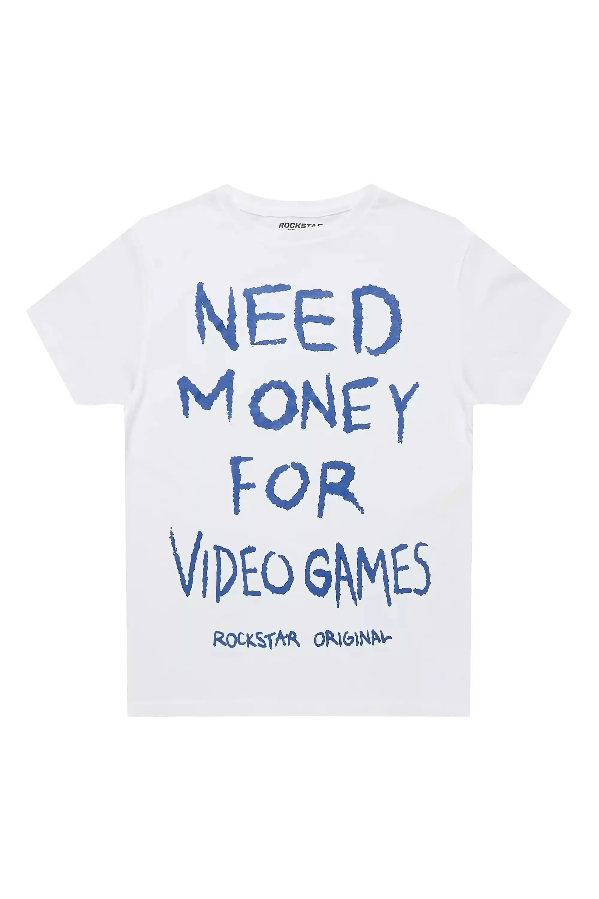 Boys M4 Video Games White/Royal Blue Graphic T-Shirt sold by Rockstar Original