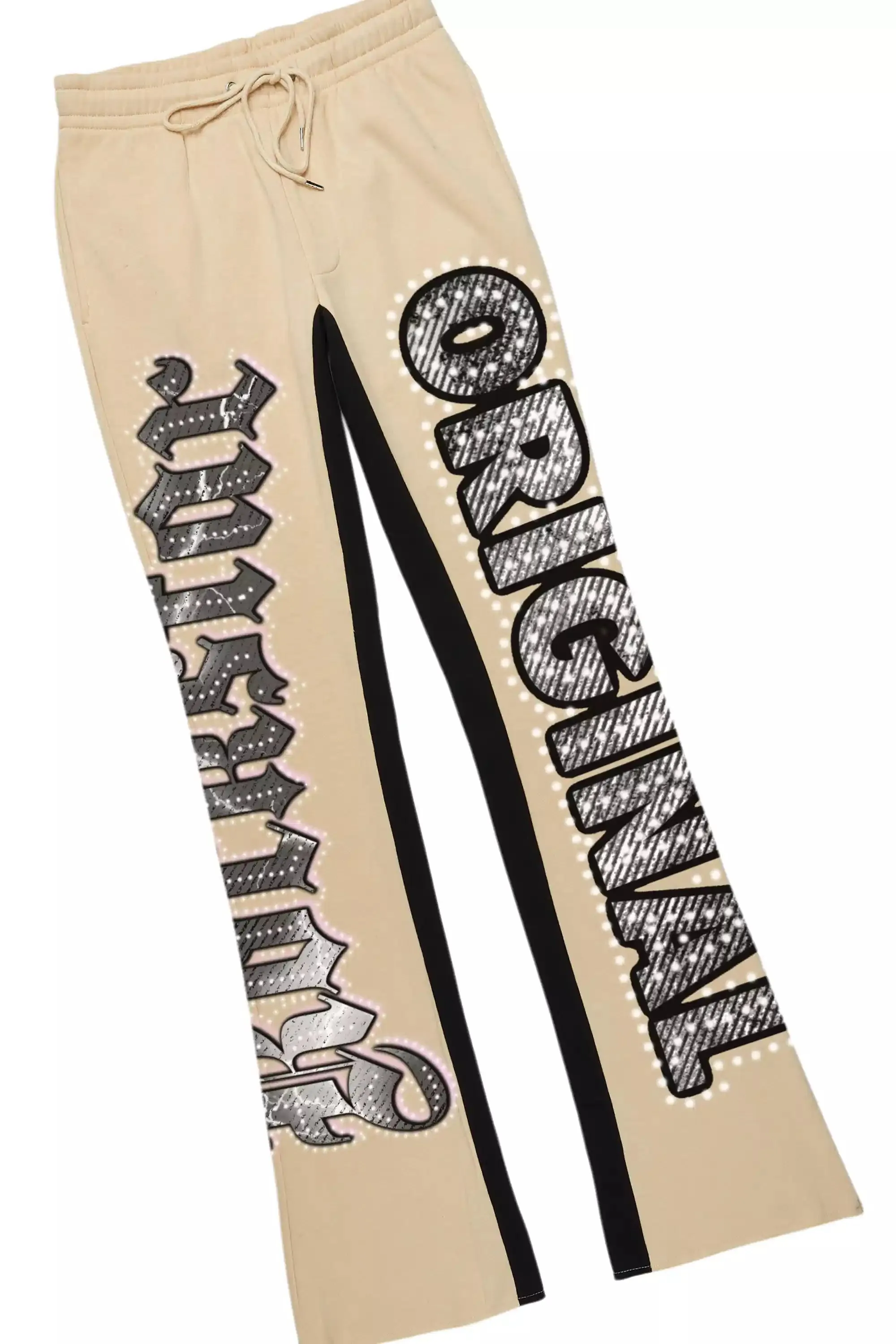 Bixner Beige/Black Hoodie/Baggy Stacked Track Pant Set sold by Rockstar Original product image thumbnail 3