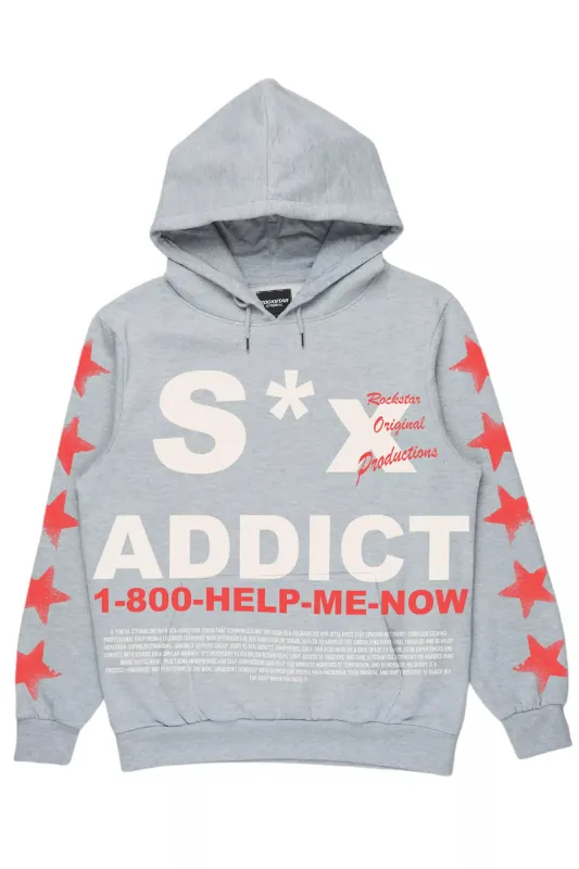 Addict Heather Grey/Red Graphic Hoodie sold by Rockstar Original