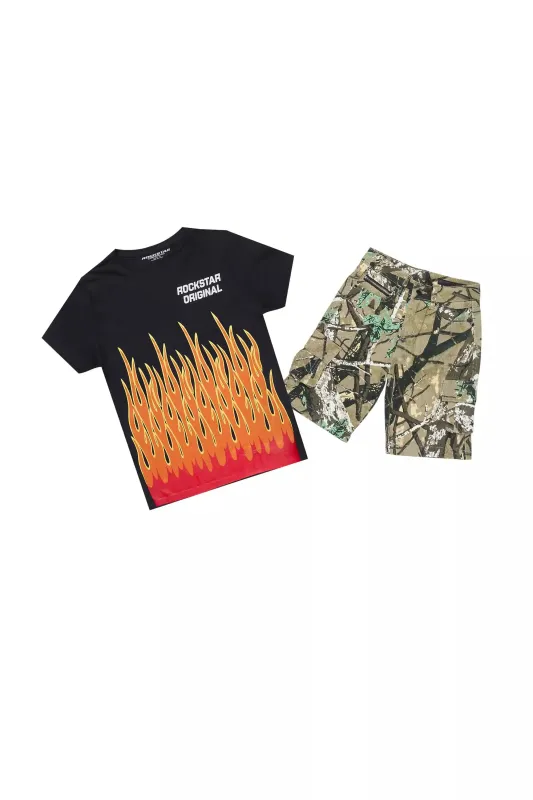 Boys Roeland Black T-Shirt/Denim Short Set sold by Rockstar Original