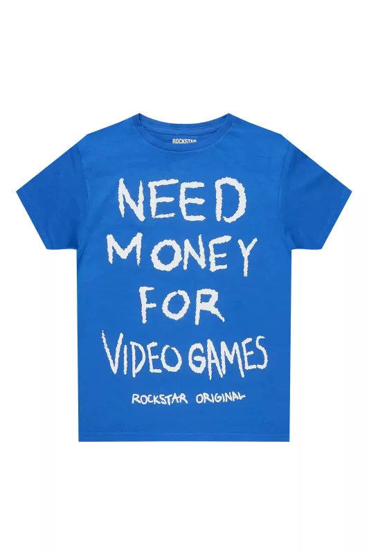 Boys M4 Video Games Royal Blue/White Graphic T-Shirt sold by Rockstar Original