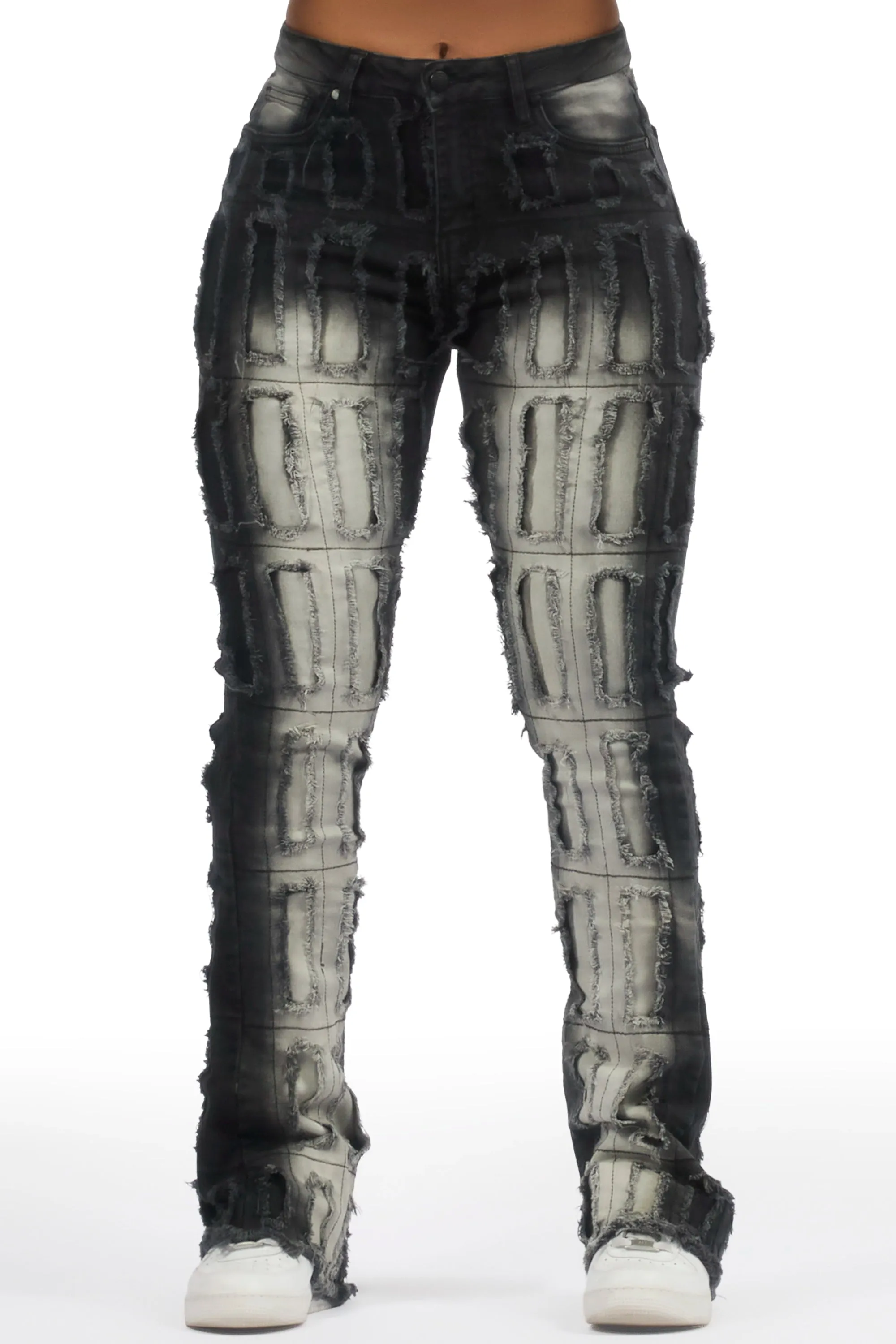 Taquila Grey Wash Stacked Flare Jean sold by Rockstar Original