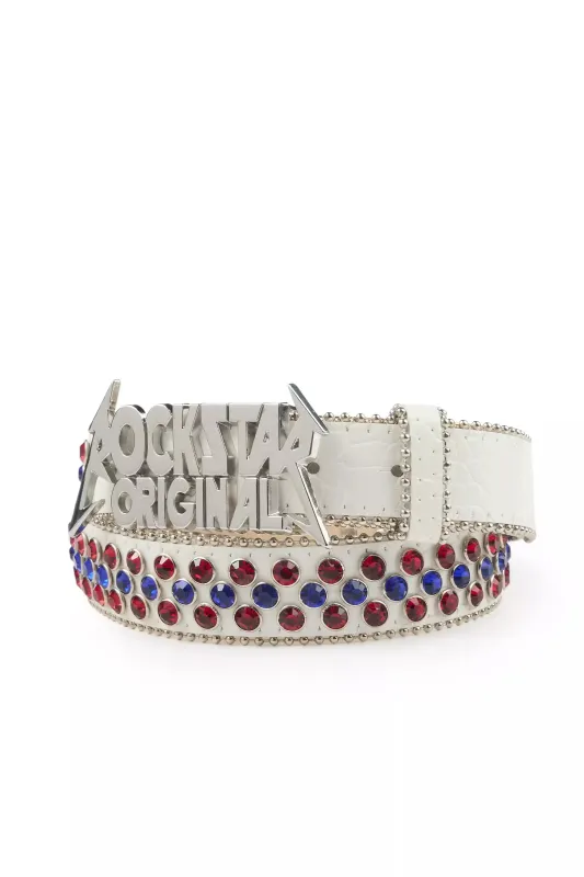 Jazlynn White/Red/Blue Rhinestone Belt sold by Rockstar Original