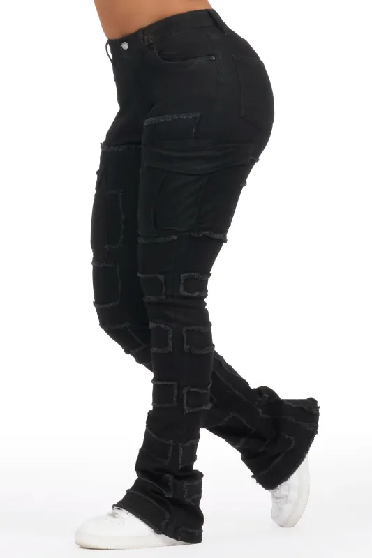 Ramia Black Stacked Flare Jean sold by Rockstar Original