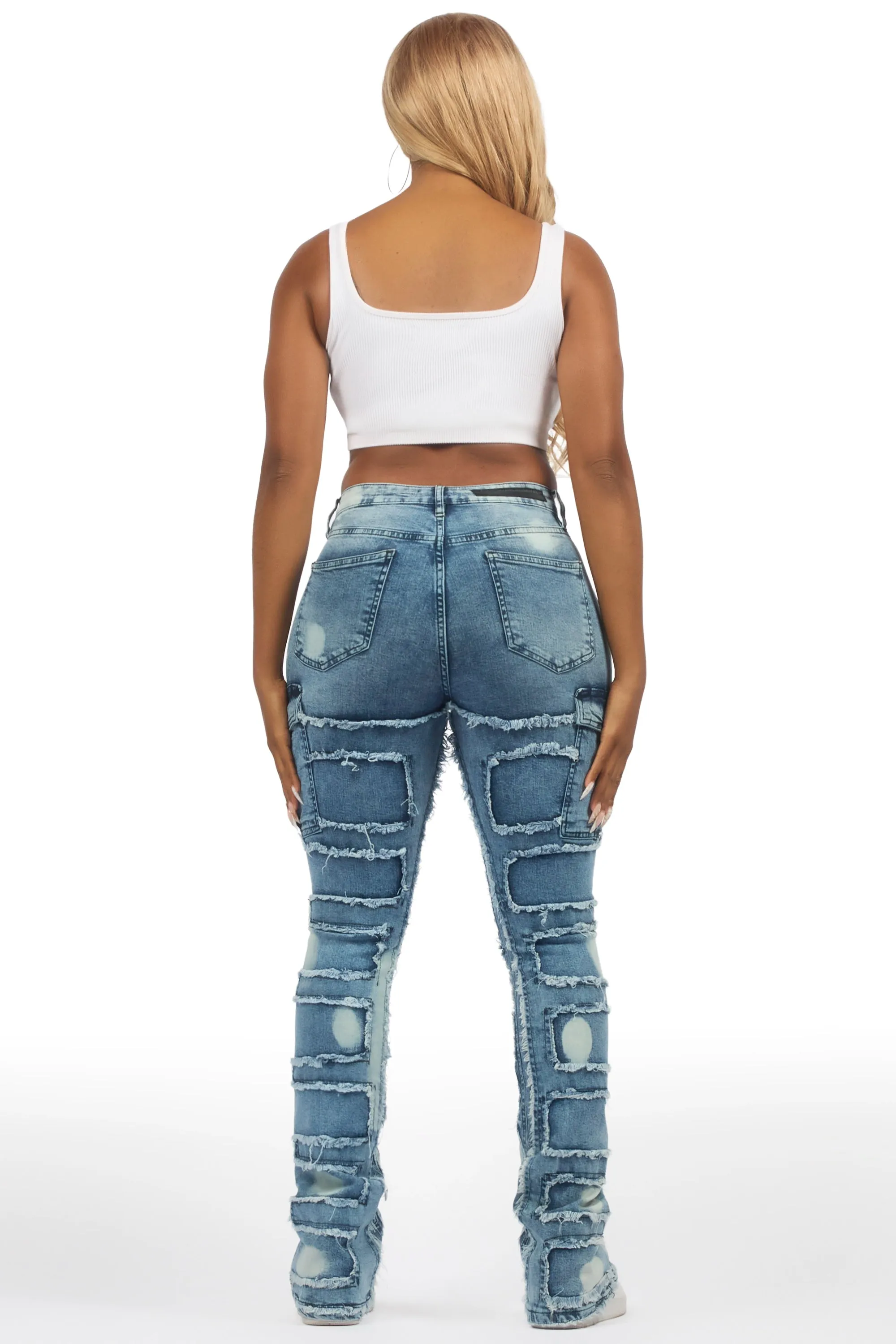 Ramia Blue Bleach Stacked Flare Jean sold by Rockstar Original product image thumbnail 2