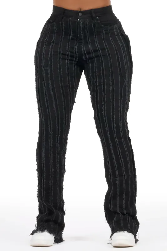 Natalia Black Stacked Flare Jean sold by Rockstar Original
