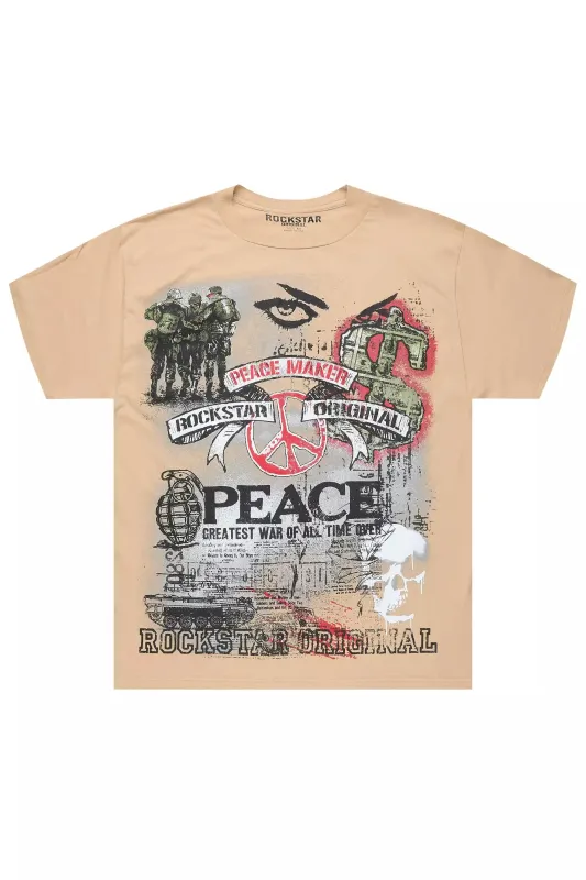 Saeko Beige Oversized Graphic T-Shirt sold by Rockstar Original