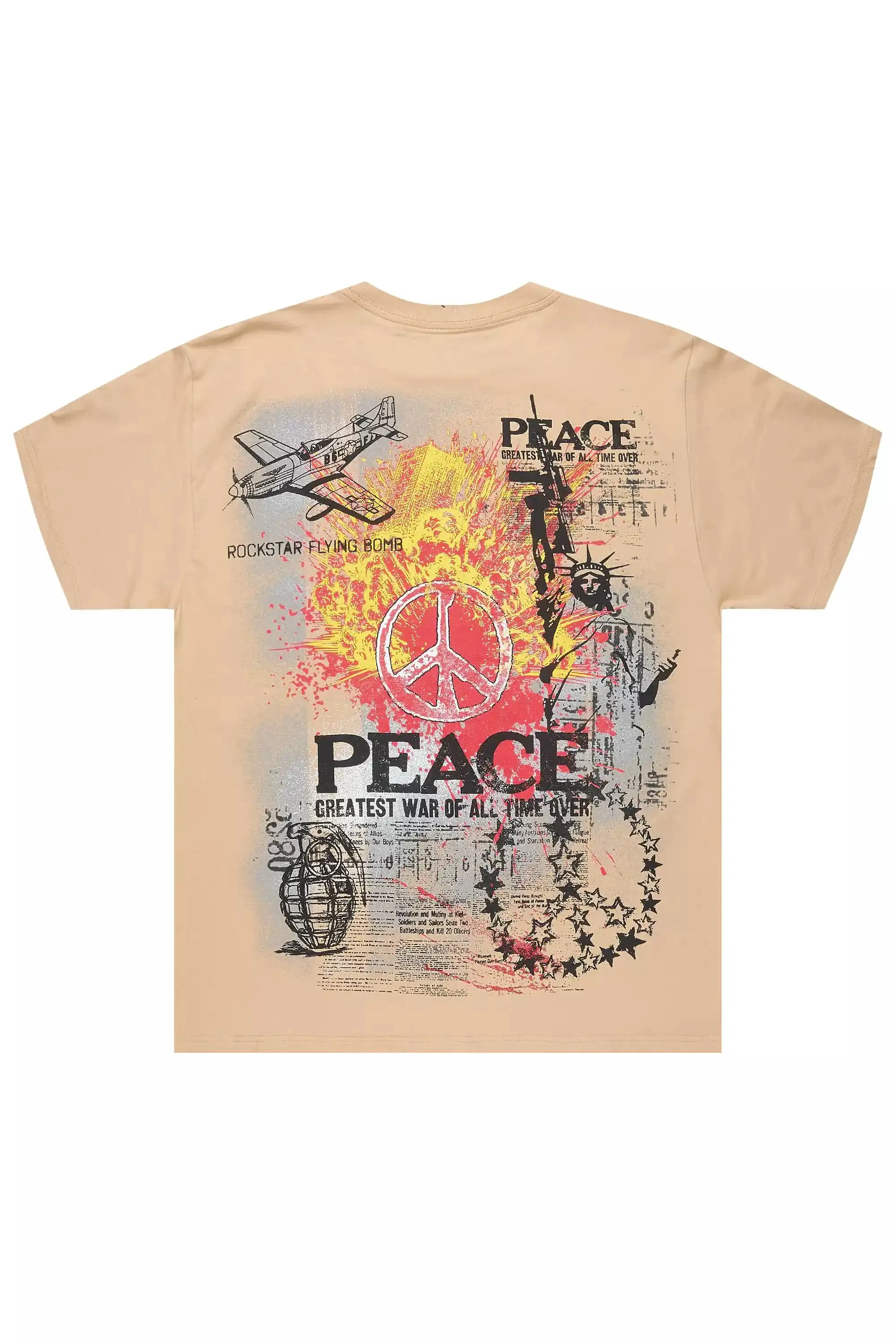 Saeko Beige Oversized Graphic T-Shirt sold by Rockstar Original product image thumbnail 3