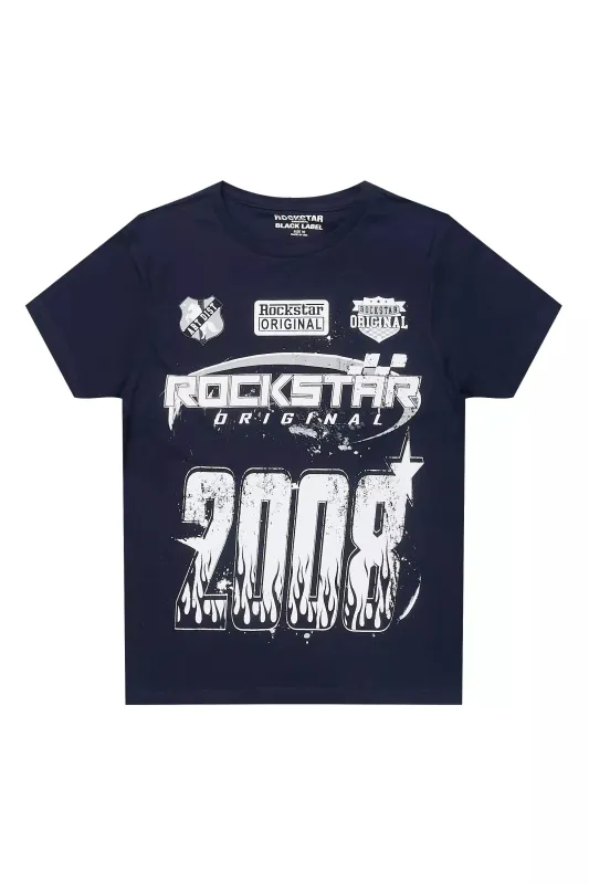 Boys Amos Navy/White Graphic T-Shirt sold by Rockstar Original