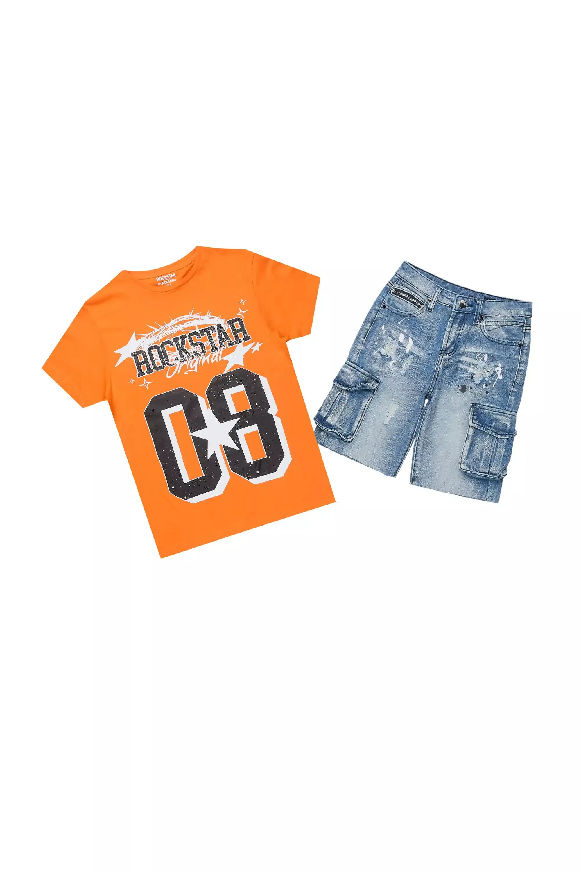 Boys All Star Orange T-Shirt/Denim Short Set sold by Rockstar Original