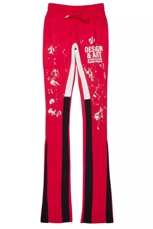 Damone Red Super Stacked Flare Track Pant sold by Rockstar Original