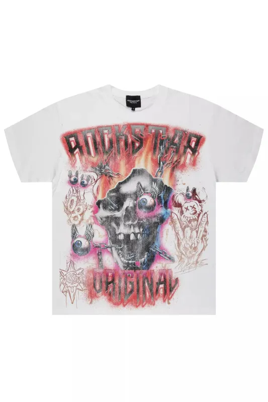 Styx White/Red Oversized Graphic T-Shirt sold by Rockstar Original